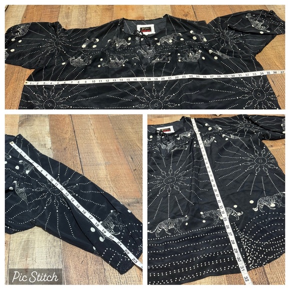 Johnny Was Biya black silk celestial tiger set Size XL RARE - Picture 8 of 16